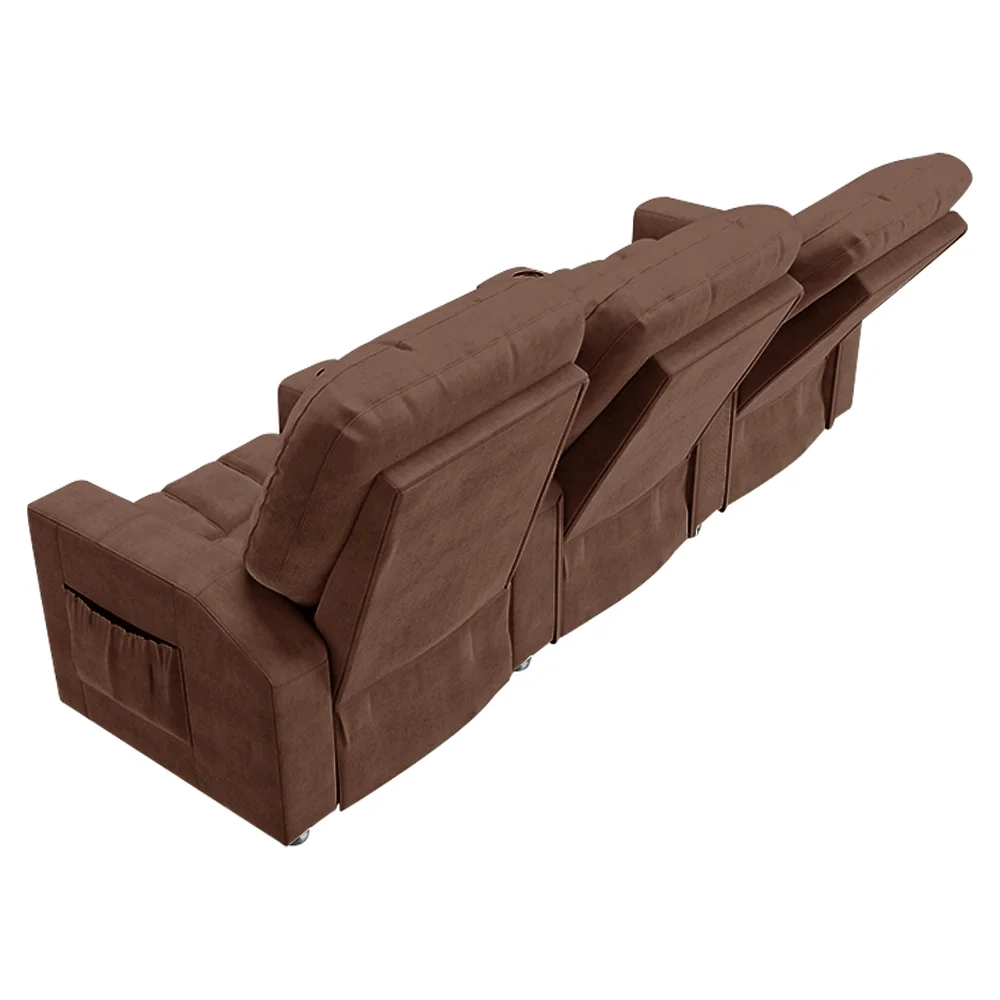 Poltrona Reclinável Para Cinema 3 Lugares Praddo FH9 Veludo Terracota - Mpozenato