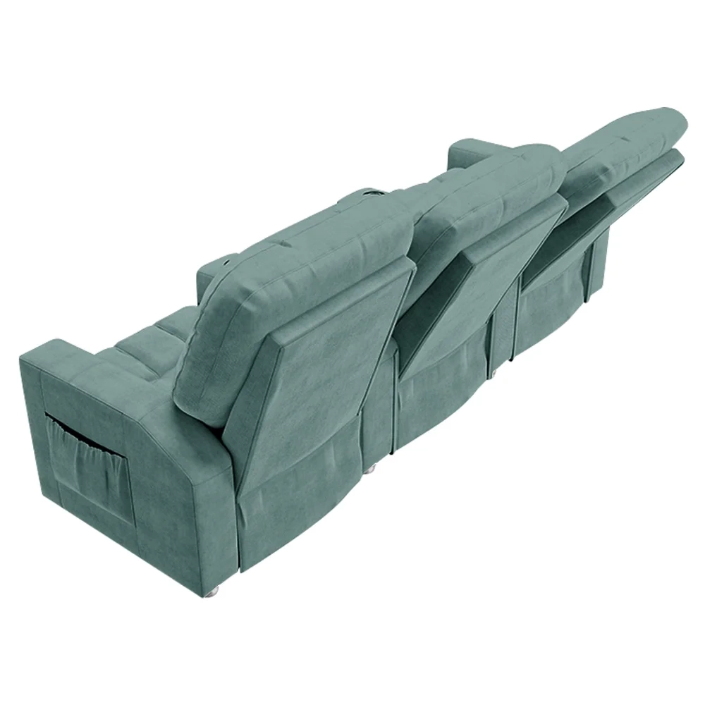 Poltrona Reclinável Para Cinema 3 Lugares Praddo FH9 Veludo Azul Claro - Mpozenato