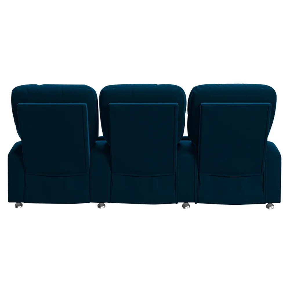 Poltrona Reclinável Para Cinema 3 Lugares Praddo FH9 Veludo Azul Marinho - Mpozenato