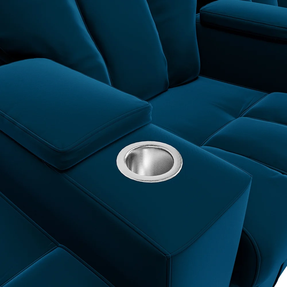 Poltrona Reclinável Para Cinema 3 Lugares Praddo FH9 Veludo Azul Marinho - Mpozenato