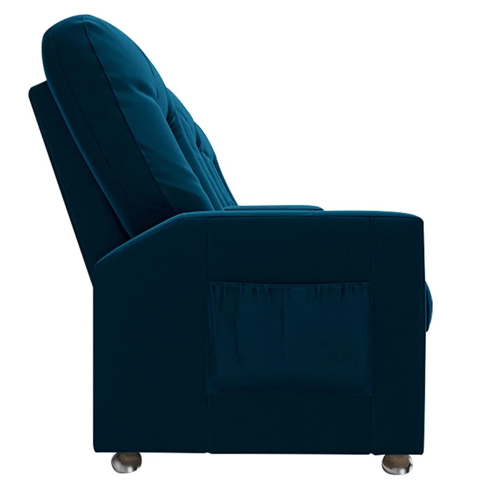Poltrona Reclinável Para Cinema 3 Lugares Praddo FH9 Veludo Azul Marinho - Mpozenato