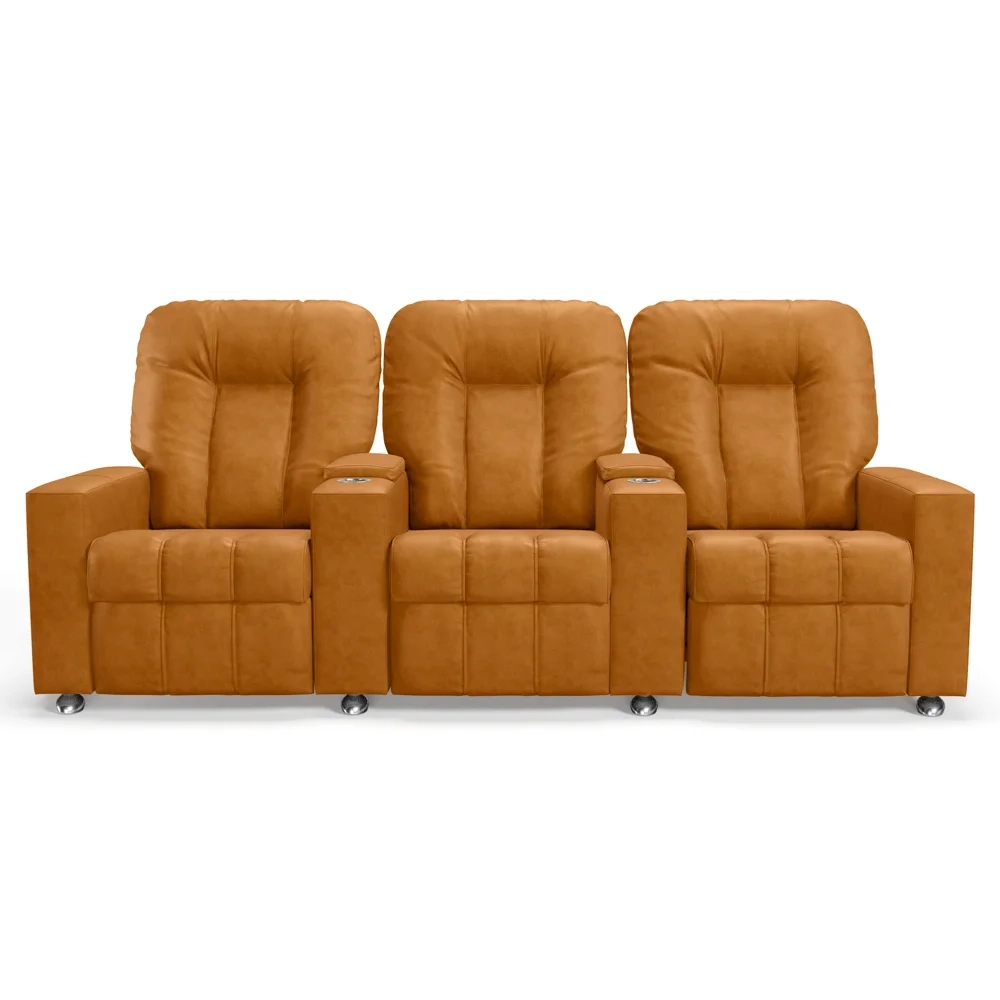 Poltrona Reclinável Para Cinema 3 Lugares Praddo FH9 PU Whisky - Mpozenato