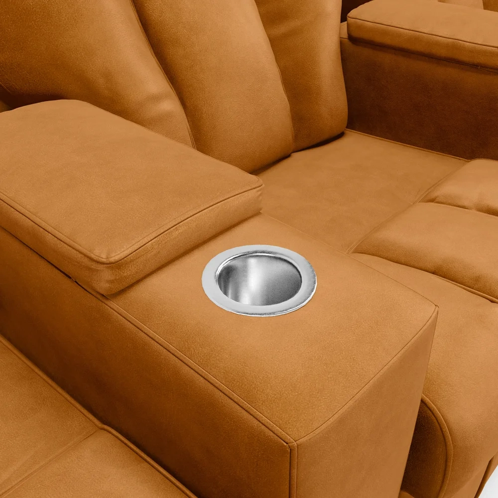 Poltrona Reclinável Para Cinema 3 Lugares Praddo FH9 PU Whisky - Mpozenato