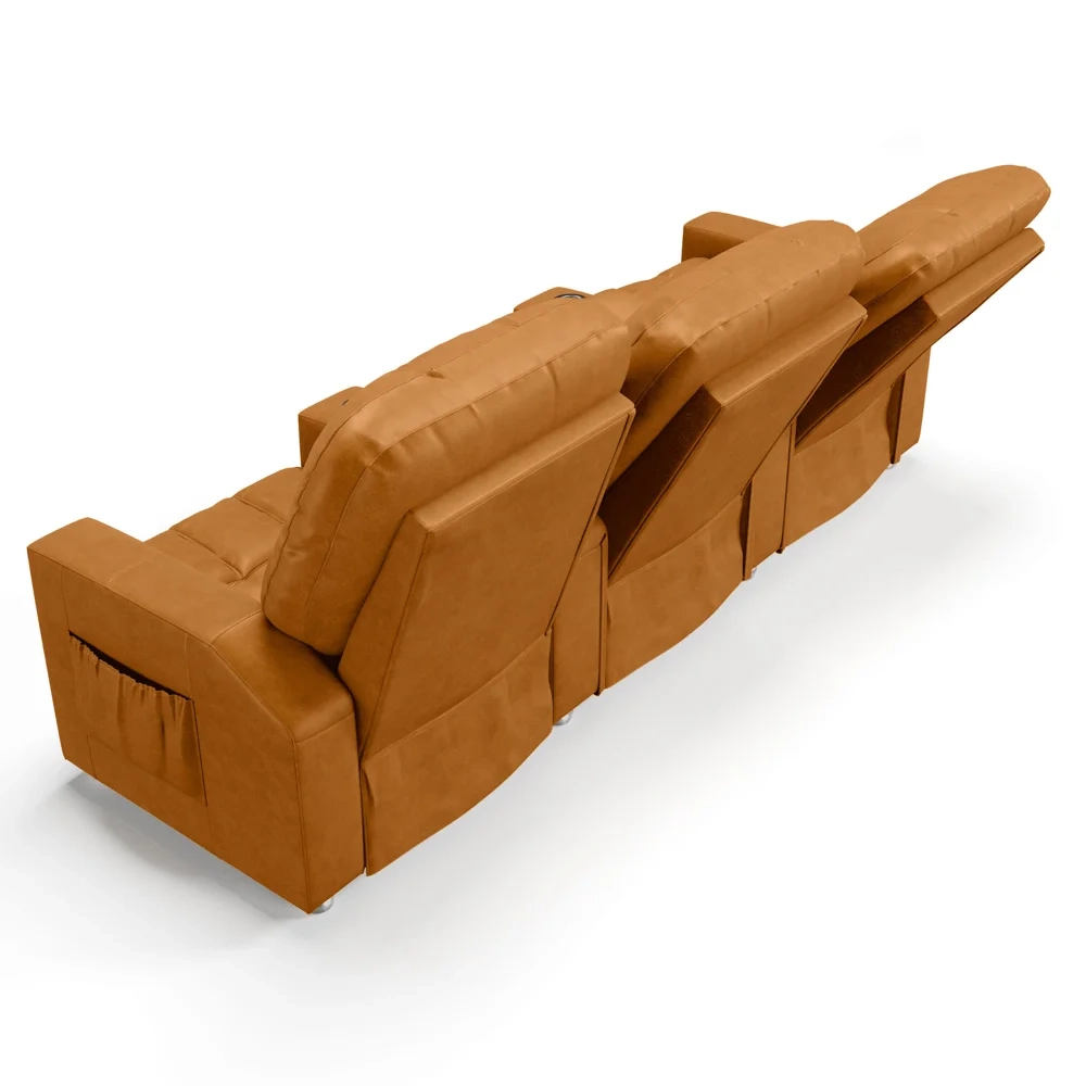 Poltrona Reclinável Para Cinema 3 Lugares Praddo FH9 PU Whisky - Mpozenato