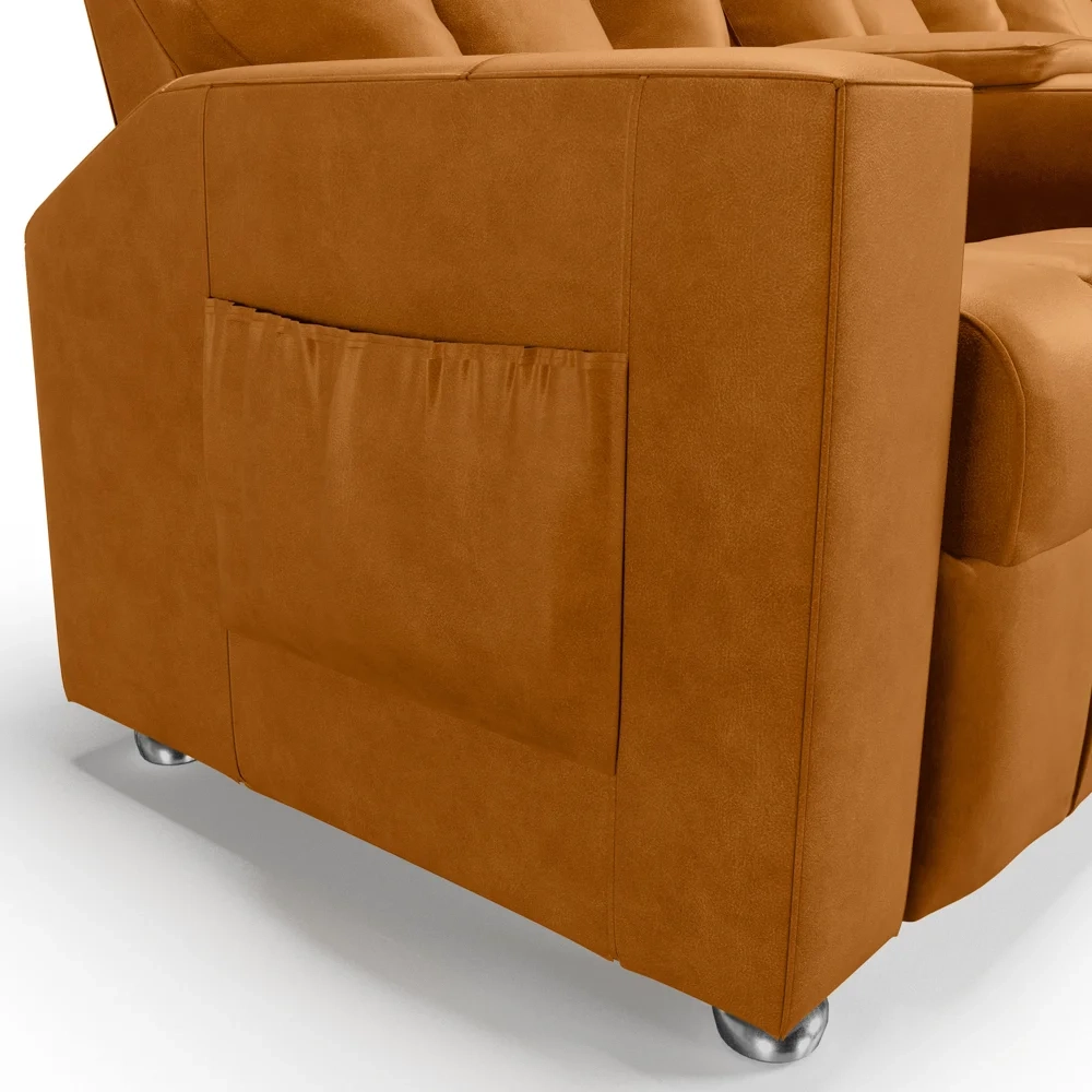 Poltrona Reclinável Para Cinema 3 Lugares Praddo FH9 PU Whisky - Mpozenato