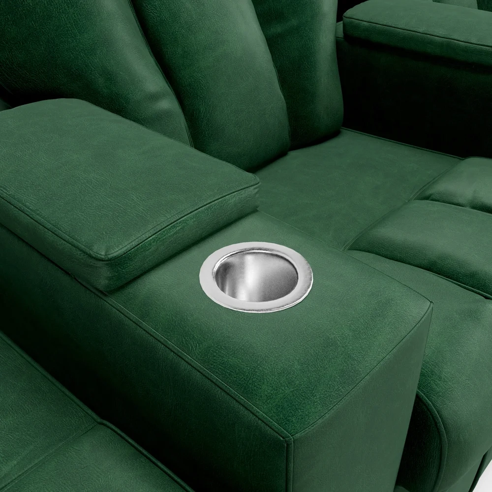 Poltrona Reclinável Para Cinema 3 Lugares Praddo FH9 PU Verde - Mpozenato