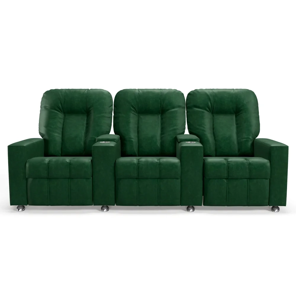 Poltrona Reclinável Para Cinema 3 Lugares Praddo FH9 PU Verde - Mpozenato