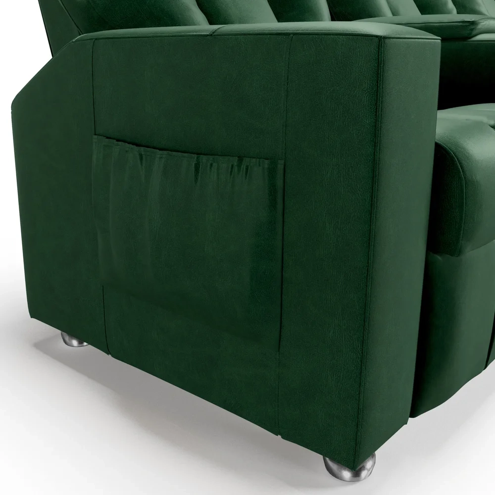 Poltrona Reclinável Para Cinema 3 Lugares Praddo FH9 PU Verde - Mpozenato