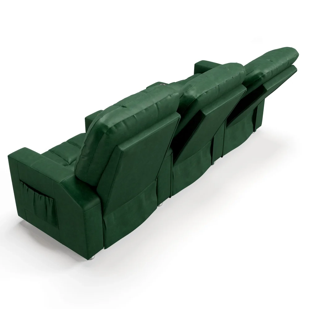 Poltrona Reclinável Para Cinema 3 Lugares Praddo FH9 PU Verde - Mpozenato