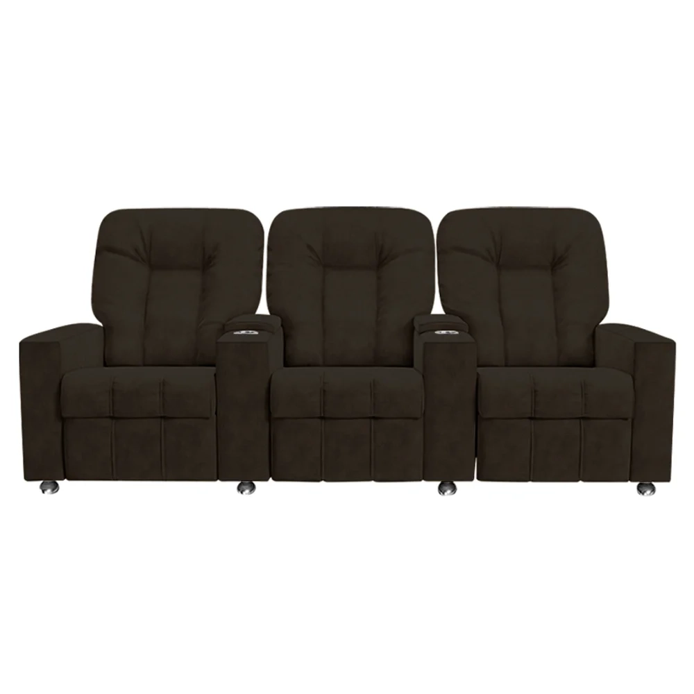Poltrona Reclinável Para Cinema 3 Lugares Praddo FH9 PU Marrom - Mpozenato