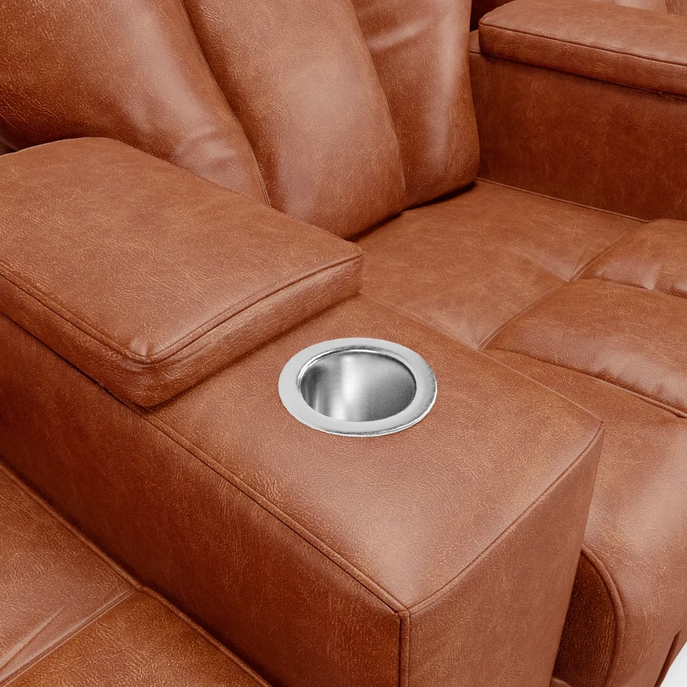 Poltrona Reclinável Para Cinema 3 Lugares Praddo FH9 PU Camel - Mpozenato