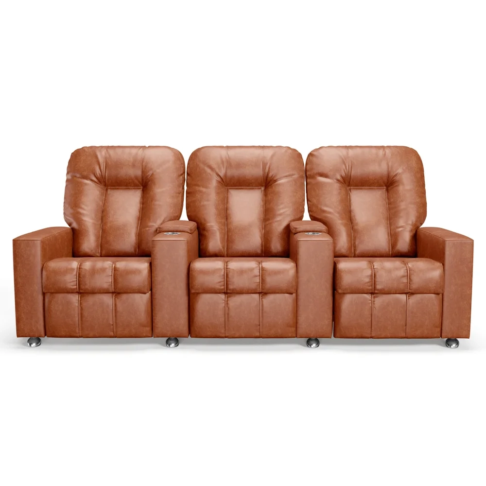 Poltrona Reclinável Para Cinema 3 Lugares Praddo FH9 PU Camel - Mpozenato