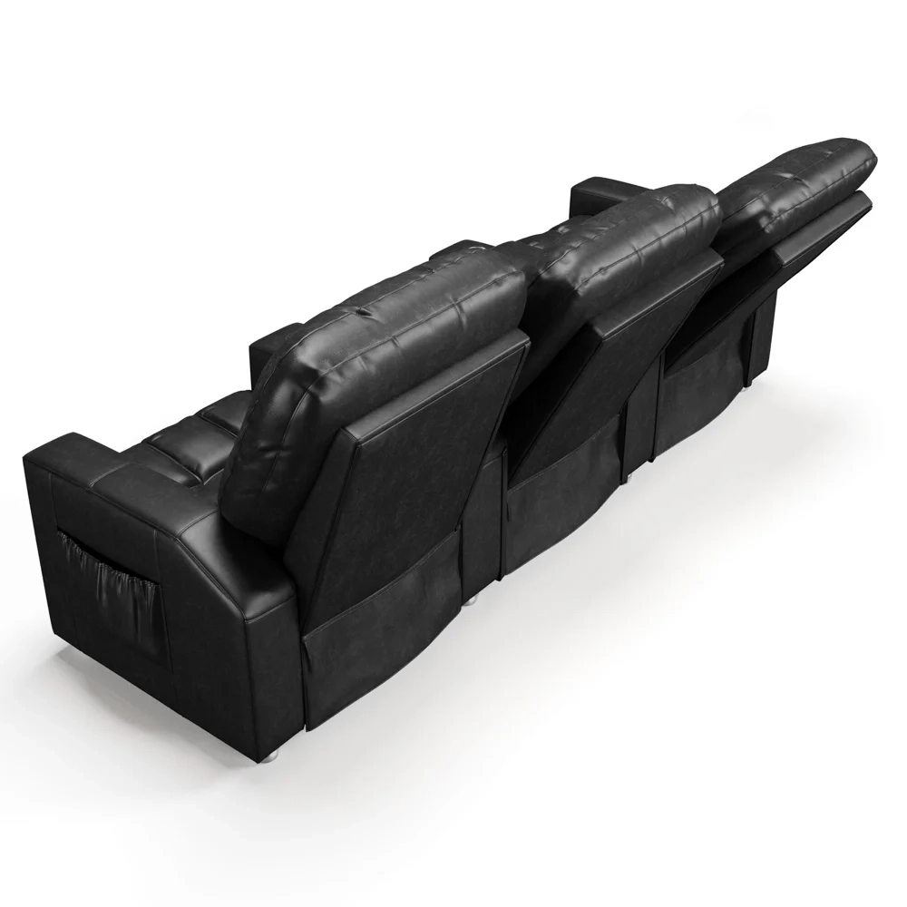 Poltrona Reclinável Para Cinema 3 Lugares Praddo FH9 PU Preto - Mpozenato