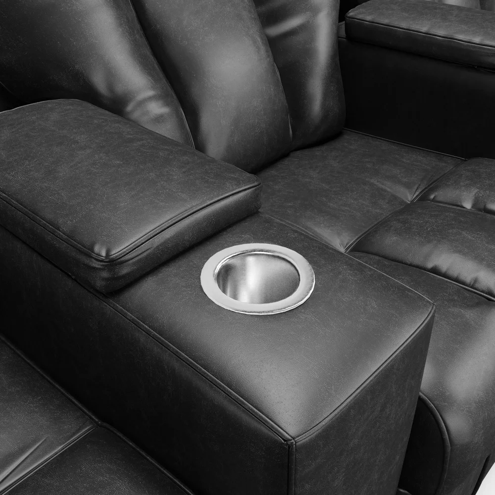 Poltrona Reclinável Para Cinema 3 Lugares Praddo FH9 PU Preto - Mpozenato