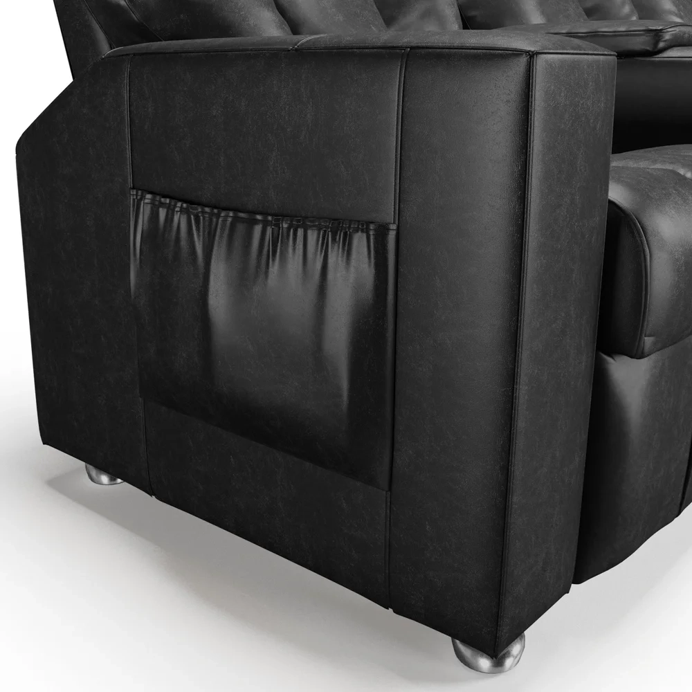 Poltrona Reclinável Para Cinema 3 Lugares Praddo FH9 PU Preto - Mpozenato