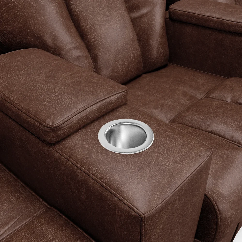 Poltrona Reclinável Para Cinema 3 Lugares Praddo FH9 PU Marrom Brilho - Mpozenato