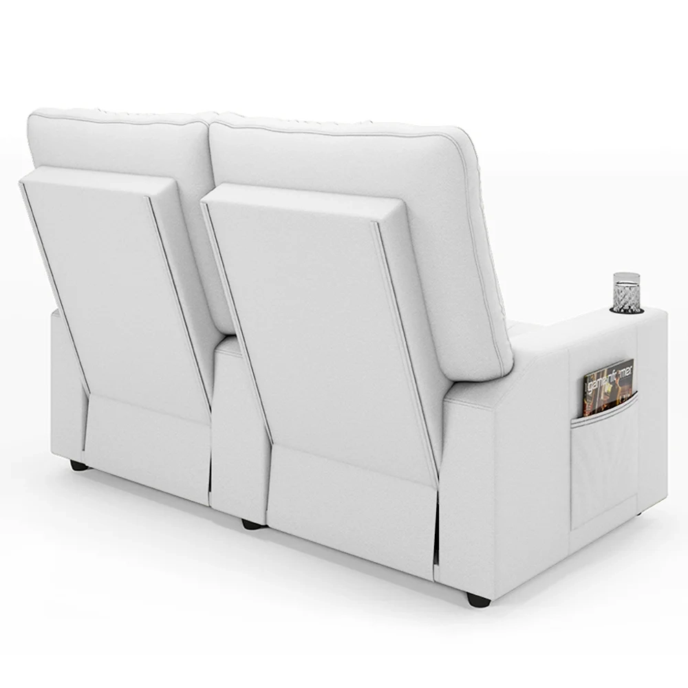 Poltrona de Cinema Reclinável 2 Lugares Baú USB Mallie FH9 PU Branco - Mpozenato