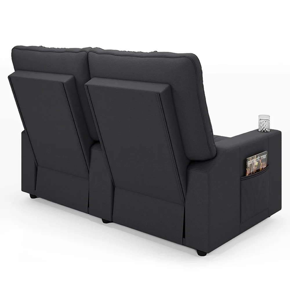 Poltrona de Cinema Reclinável 2 Lugares Baú USB Mallie FH9 Veludo Cinza - Mpozenato