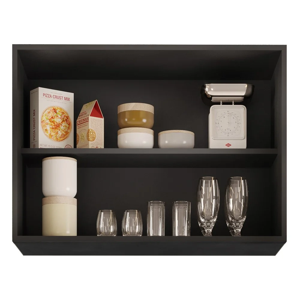 Armário Aéreo 80cm 2 Portas Califórnia Preto - Lumil Móveis