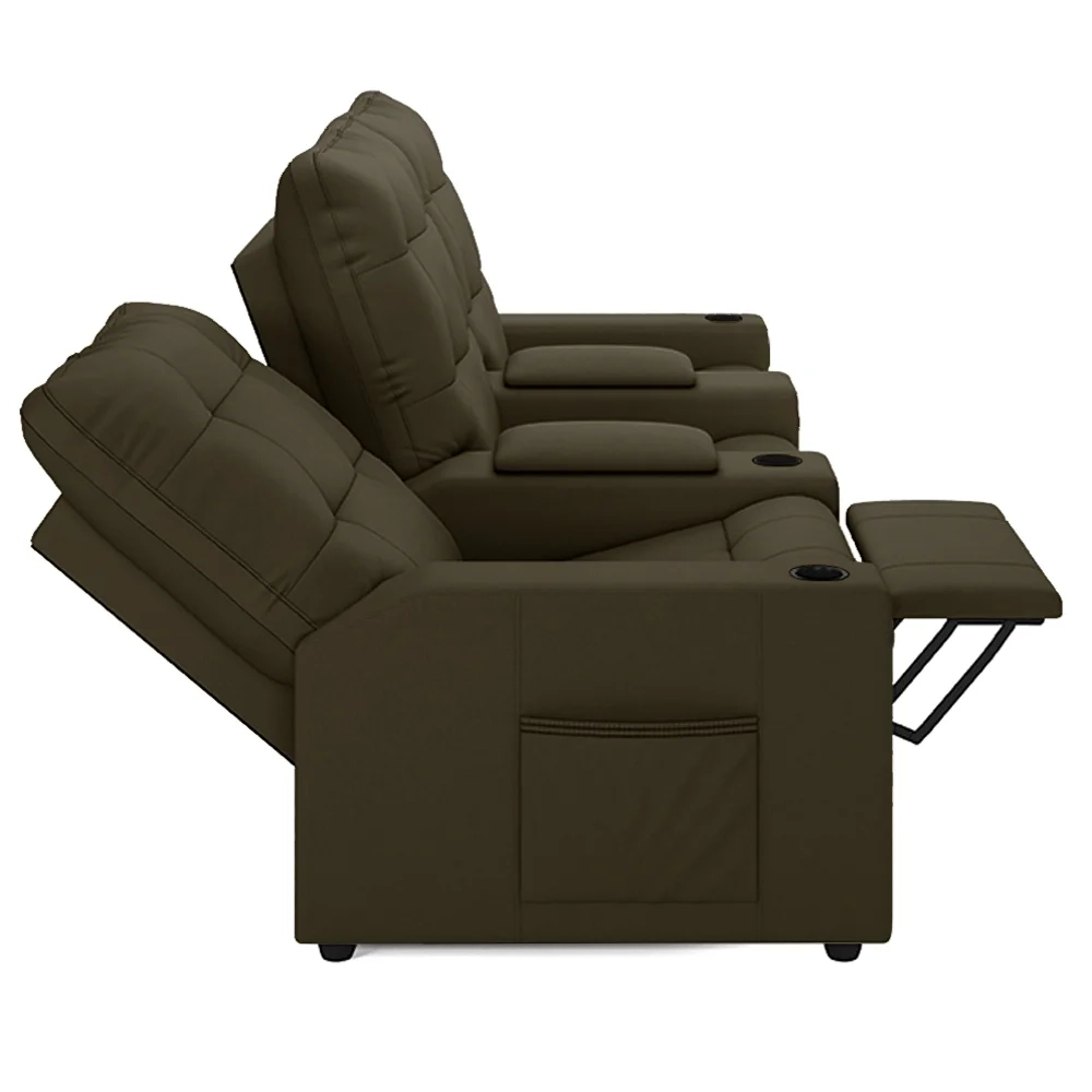 Poltrona de Cinema Reclinável 3 Lugares Baú USB Mallie FH9 Veludo Capuccino - Mpozenato