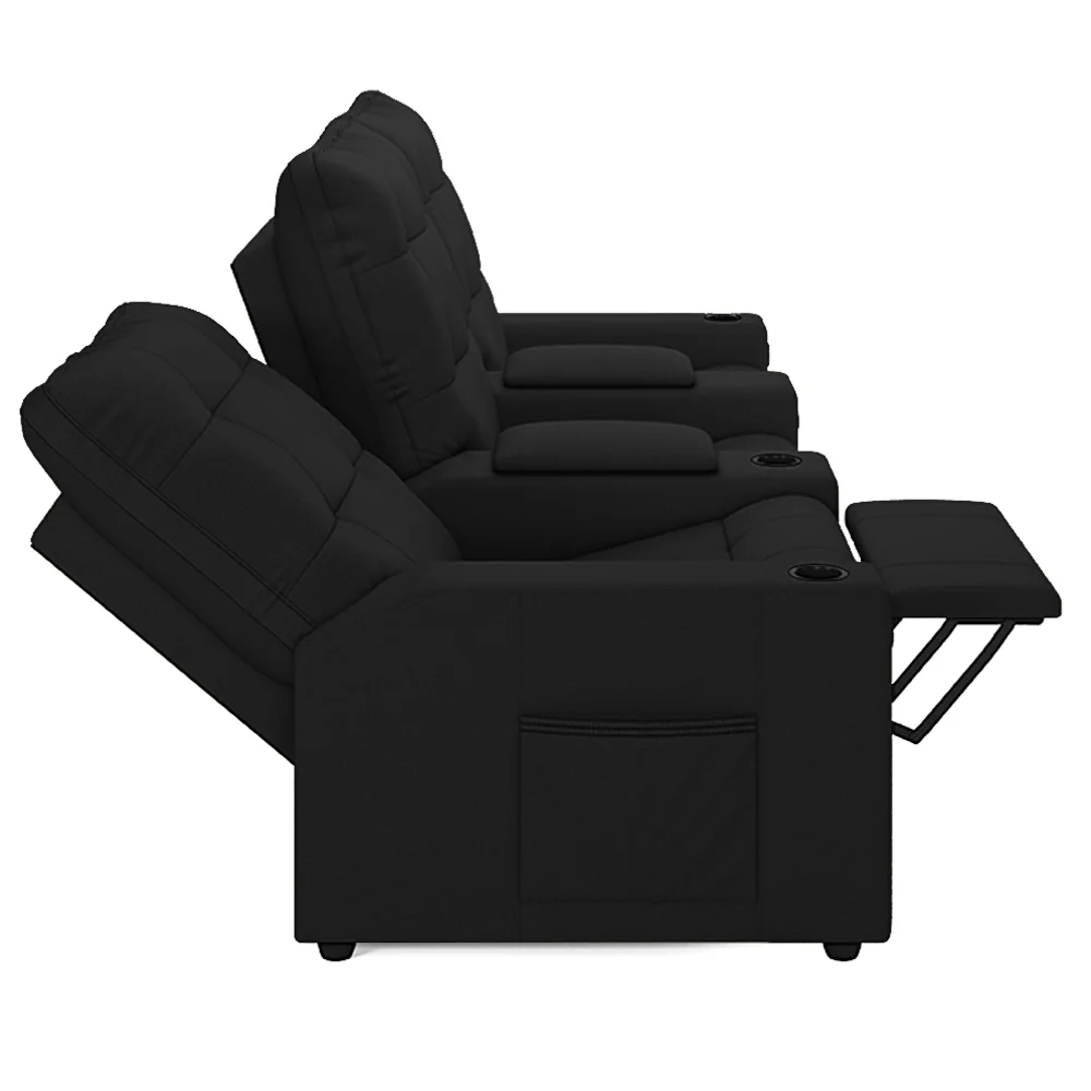 Poltrona de Cinema Reclinável 3 Lugares Baú USB Mallie FH9 PU Preto - Mpozenato