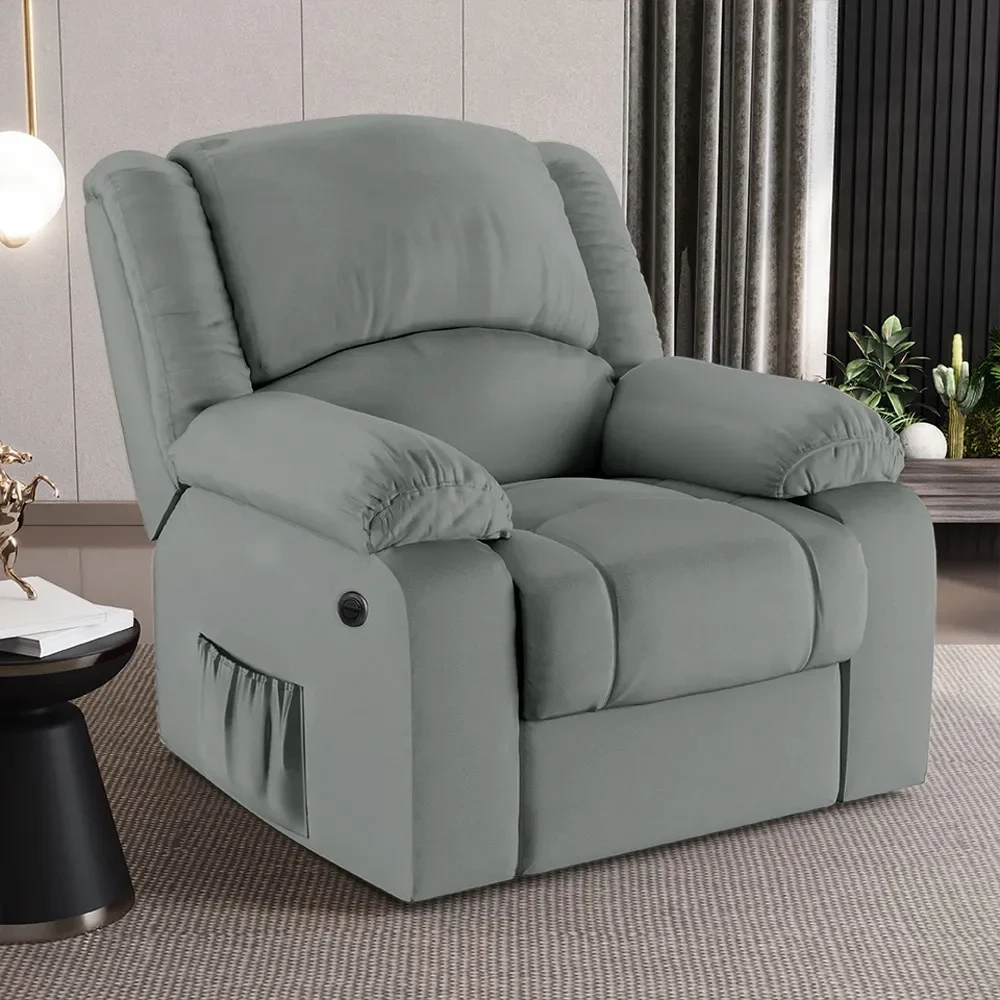 Poltrona do Papai Reclinável Pietra Power Elétrica FH9 PU Cinza - Mpozenato