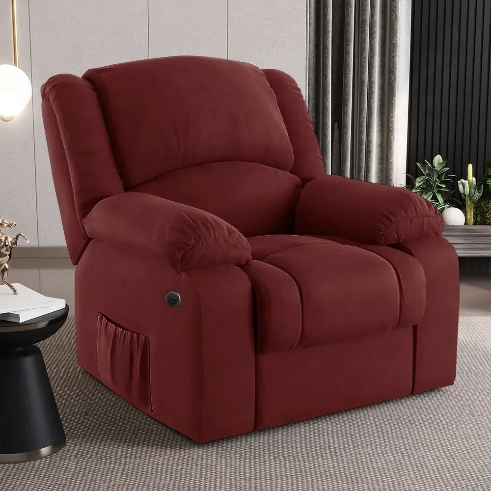 Poltrona do Papai Reclinável Pietra Power Elétrica FH9 Veludo Vermelho - Mpozenato