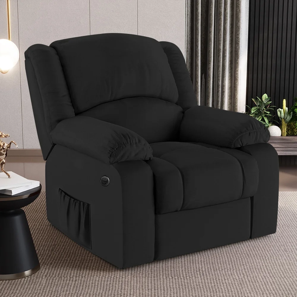 Poltrona do Papai Reclinável Pietra Power Elétrica FH9 PU Preto - Mpozenato