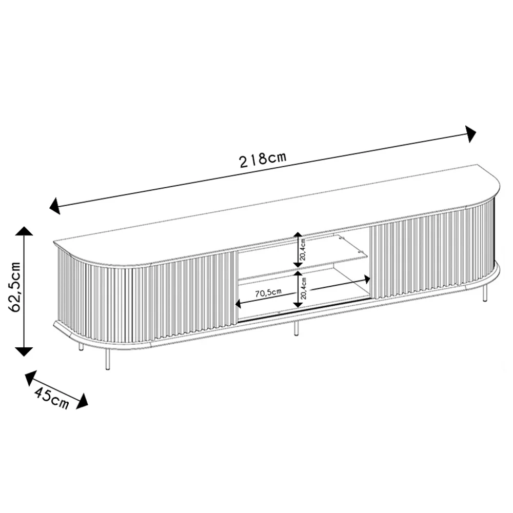 Rack Para Sala Bancada de TV 75 Pol 218cm Ripado World D04 Cedro - Mpozenato
