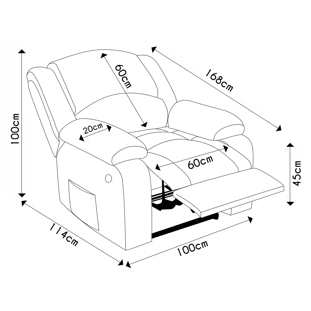 Poltrona do Papai Reclinável Pietra Power Elétrica USB FH9 PU Caramelo - Mpozenato