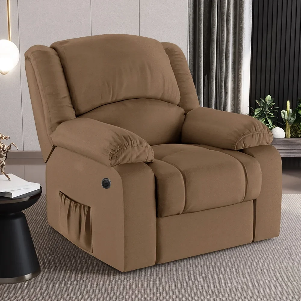 Poltrona do Papai Reclinável Pietra Power Elétrica USB FH9 PU Caramelo - Mpozenato