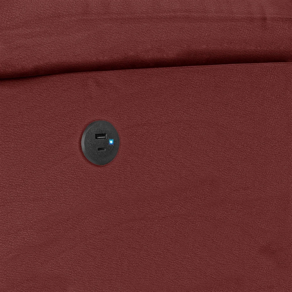 Poltrona do Papai Reclinável Pietra Power Elétrica USB FH9 PU Vermelho - Mpozenato