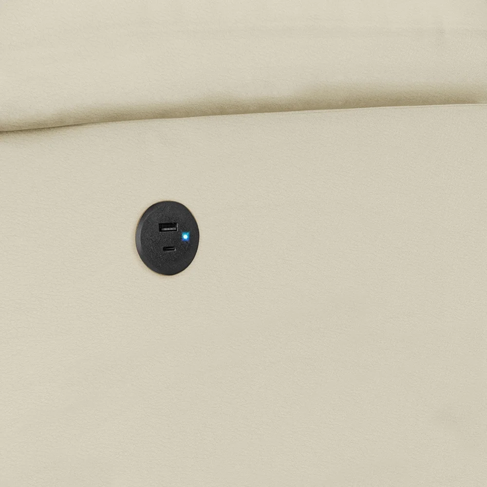 Poltrona do Papai Reclinável Pietra Power Elétrica USB FH9 PU Bege - Mpozenato