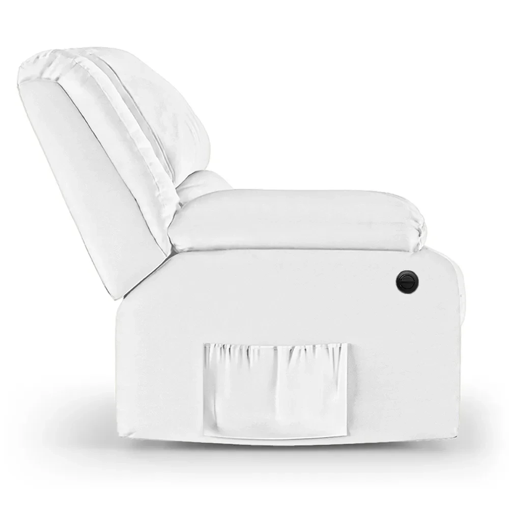 Poltrona do Papai Reclinável Pietra Power Elétrica USB FH9 PU Branco - Mpozenato