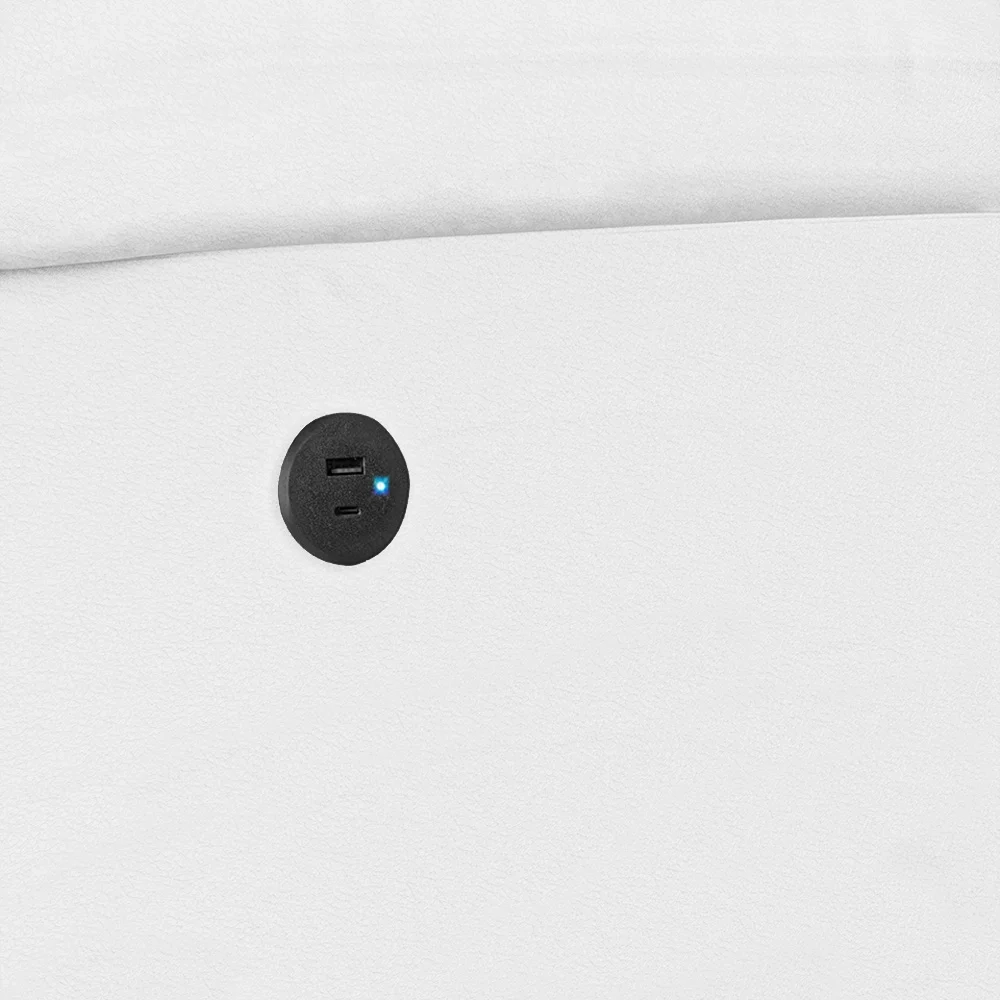 Poltrona do Papai Reclinável Pietra Power Elétrica USB FH9 PU Branco - Mpozenato