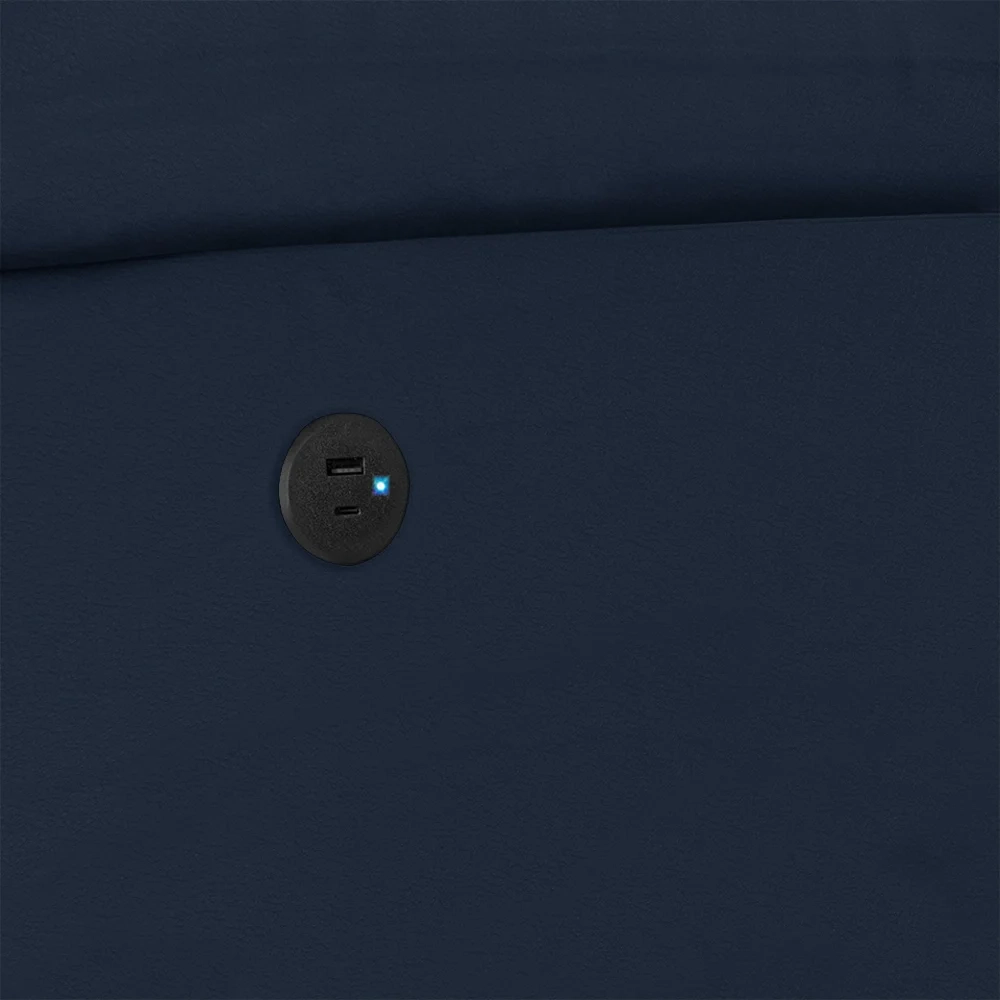 Poltrona do Papai Reclinável Pietra Power Elétrica USB FH9 PU Azul - Mpozenato