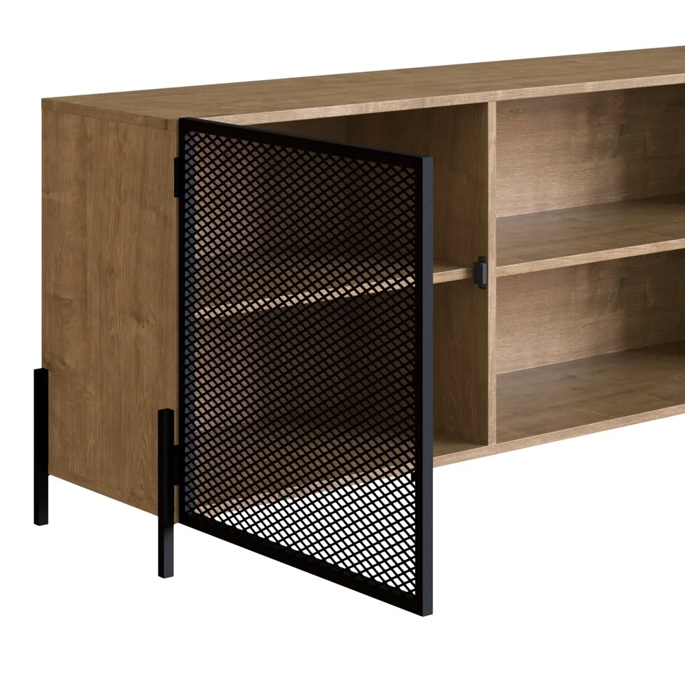 Rack Para TV Até 70 Pol. 2 Portas Pés Metálicos York Vermont/Preto - Artesano