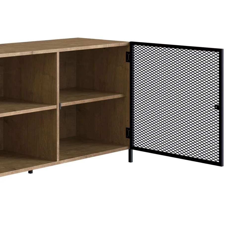 Rack Para TV Até 70 Pol. 2 Portas Pés Metálicos York Vermont/Preto - Artesano
