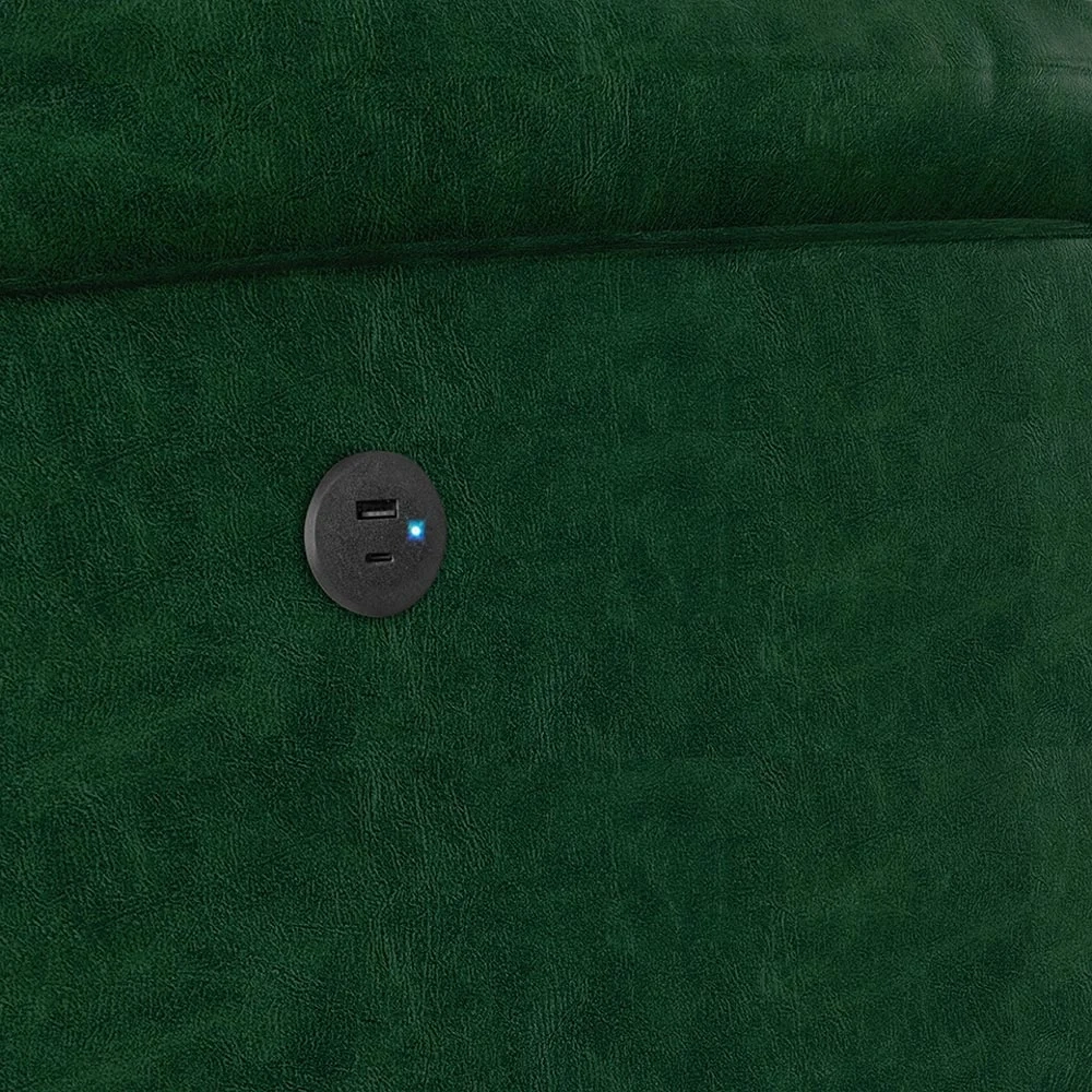 Poltrona do Papai Reclinável Pietra Power Elétrica USB FH9 PU Verde Musgo - Mpozenato