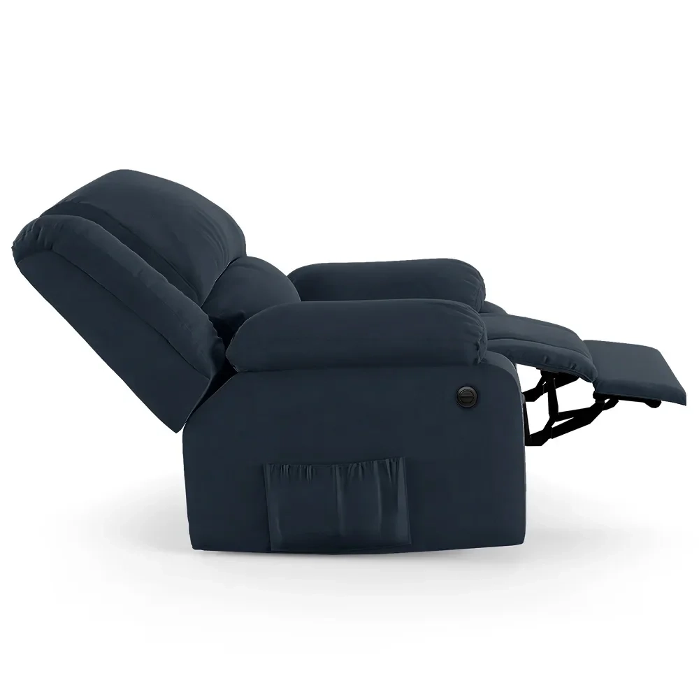 Poltrona do Papai Reclinável Pietra Power Elétrica USB FH9 Veludo Azul - Mpozenato