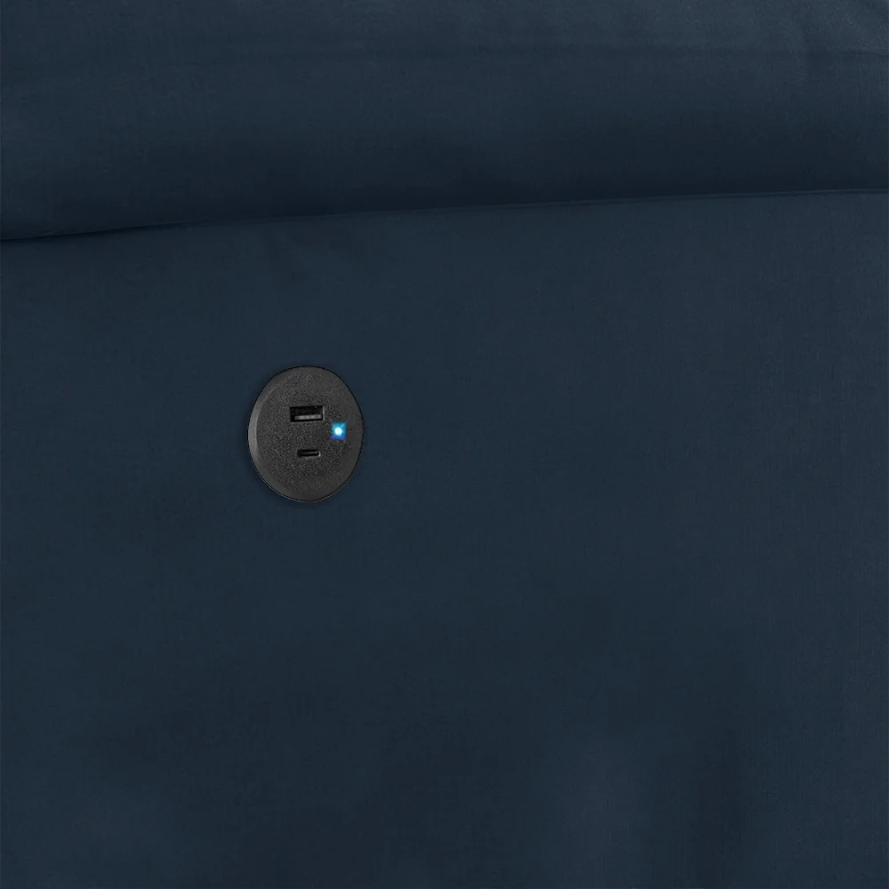 Poltrona do Papai Reclinável Pietra Power Elétrica USB FH9 Veludo Azul - Mpozenato