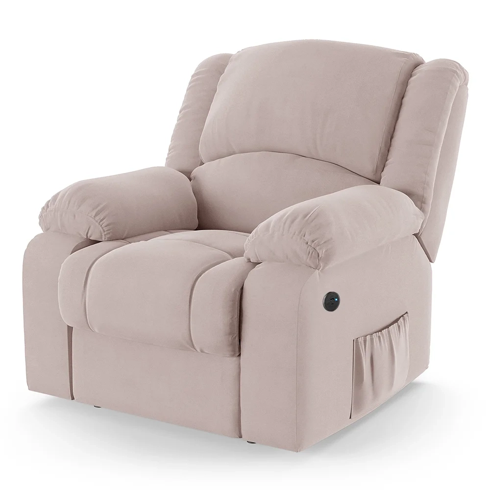 Poltrona do Papai Reclinável Pietra Power Elétrica USB FH9 Veludo Rosê - Mpozenato