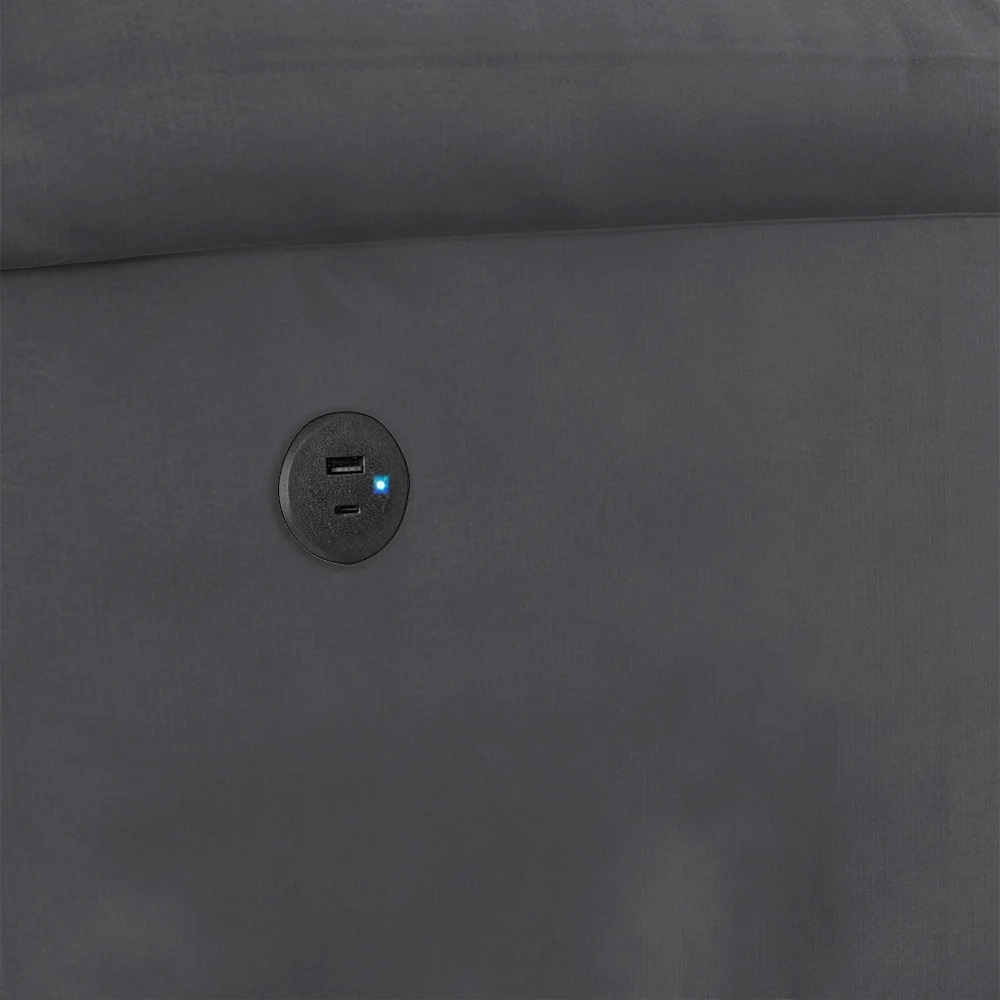 Poltrona do Papai Reclinável Pietra Power Elétrica USB FH9 Veludo Cinza - Mpozenato