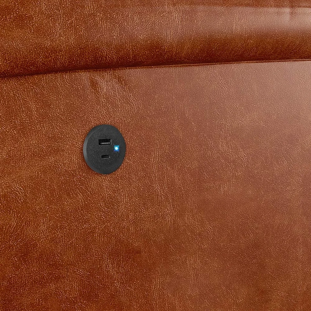 Poltrona do Papai Reclinável Pietra Power Elétrica USB FH9 PU Caramelo Brilho - Mpozenato