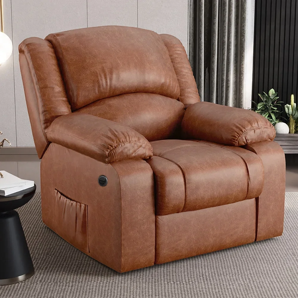 Poltrona do Papai Reclinável Pietra Power Elétrica USB FH9 PU Caramelo Brilho - Mpozenato