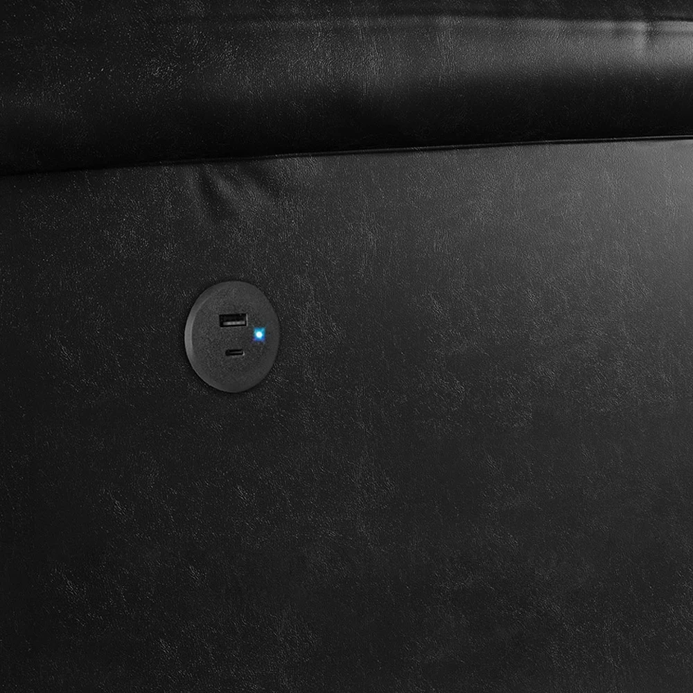 Poltrona do Papai Reclinável Pietra Power Elétrica USB FH9 PU Preto Brilho - Mpozenato