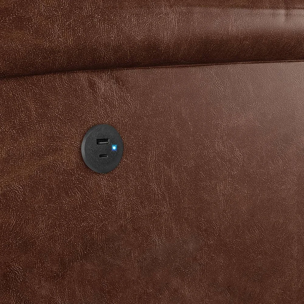 Poltrona do Papai Reclinável Pietra Power Elétrica USB FH9 PU Marrom Brilho - Mpozenato