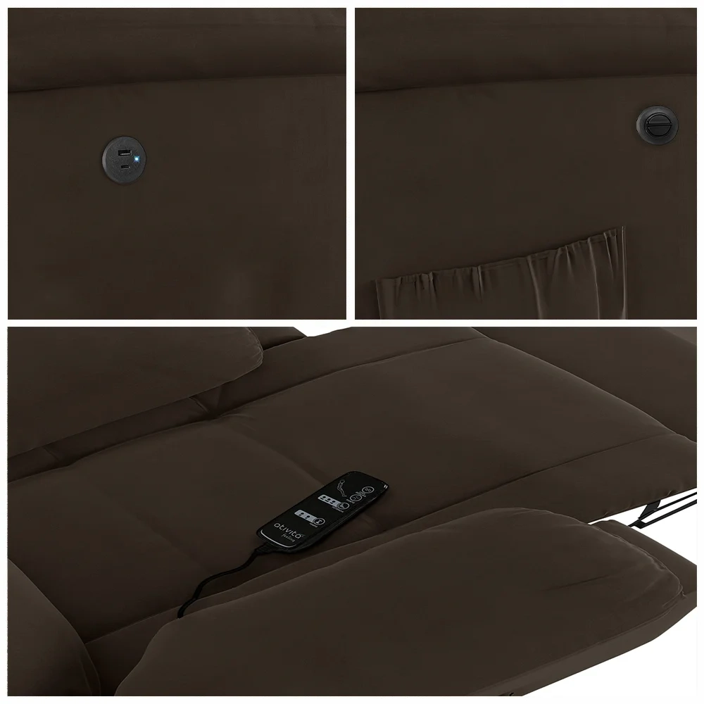 Poltrona do Papai Reclinável Pietra Power Elétrica Massagem FH9 Veludo Marrom - Mpozenato