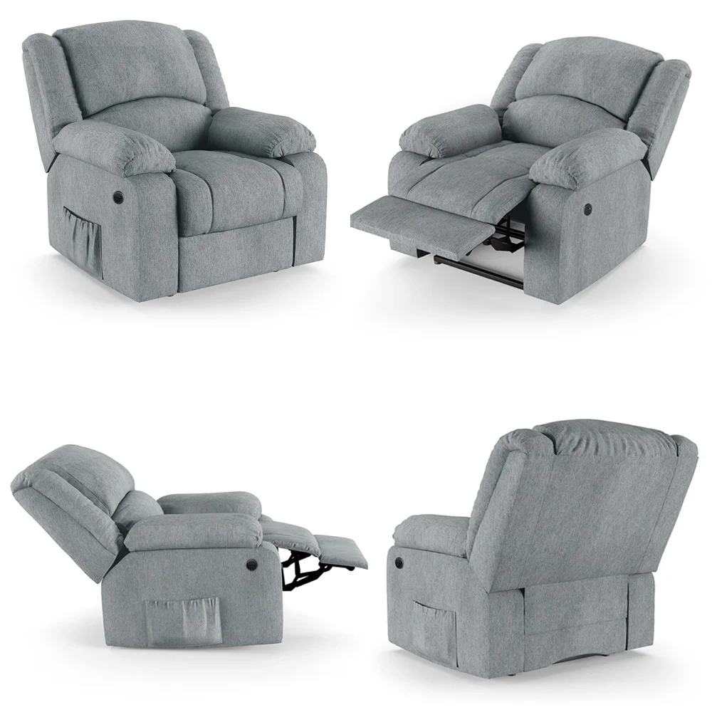 Poltrona do Papai Reclinável Pietra Power Elétrica Massagem FH9 Linho Cinza - Mpozenato