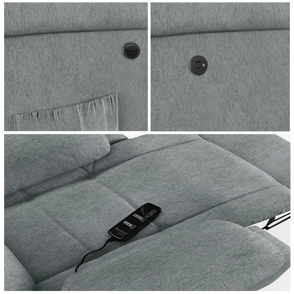 Poltrona do Papai Reclinável Pietra Power Elétrica Massagem FH9 Linho Cinza - Mpozenato